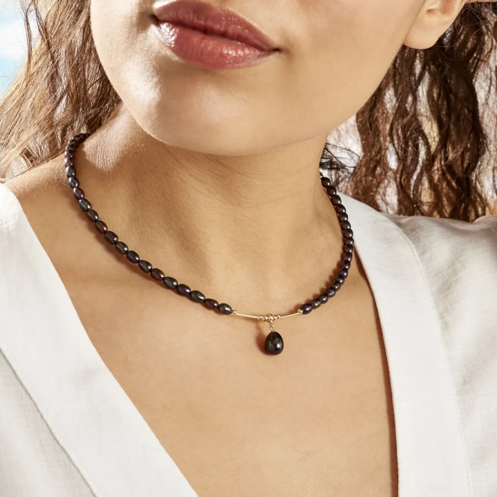Marc Orian Parures De Mariage|Colliers > Collier Stella-Rose Or Jaune Perle De Culture or jaune perle noir