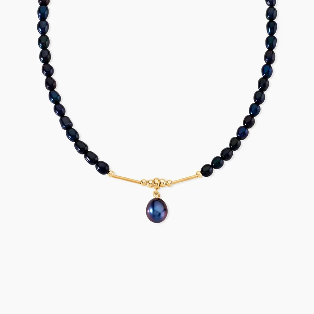 Marc Orian Parures De Mariage|Colliers > Collier Stella-Rose Or Jaune Perle De Culture or jaune perle noir