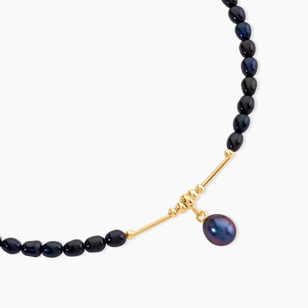 Marc Orian Parures De Mariage|Colliers > Collier Stella-Rose Or Jaune Perle De Culture or jaune perle noir