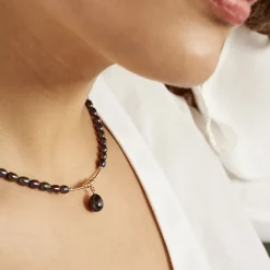 Marc Orian Parures De Mariage|Colliers > Collier Stella-Rose Or Jaune Perle De Culture or jaune perle noir