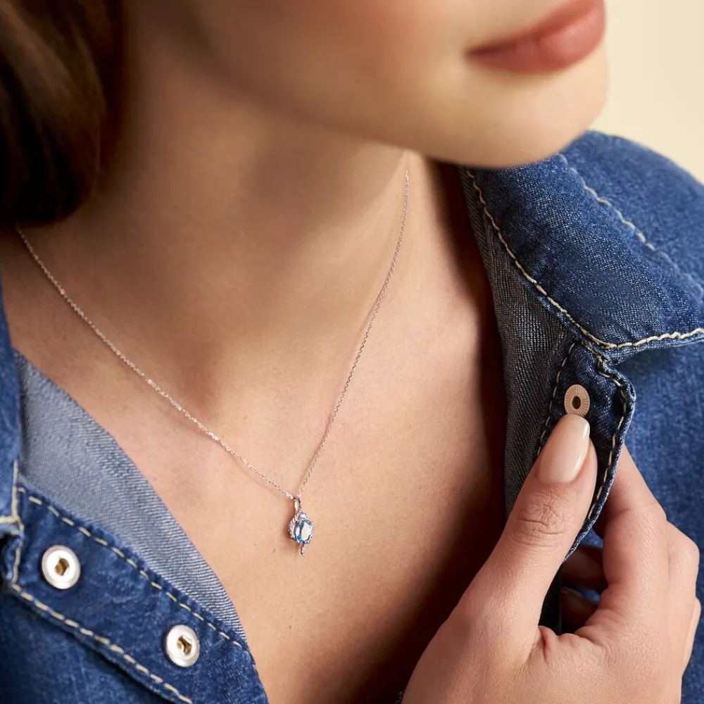 Marc Orian Colliers|Colliers Avec Pierres > Collier Sunset Or Blanc Topaze Oxyde