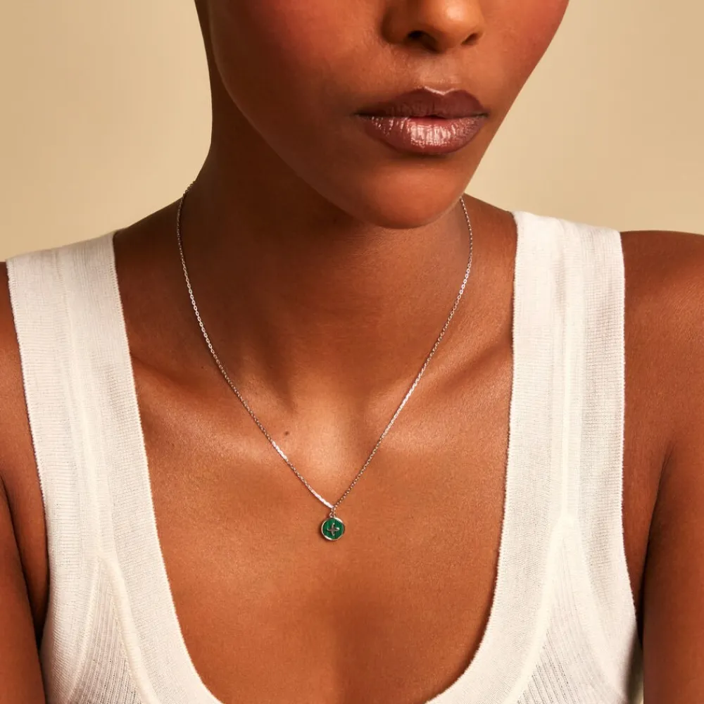 Marc Orian Colliers Fantaisie|Colliers > Collier Talismania Argent Blanc Malachite