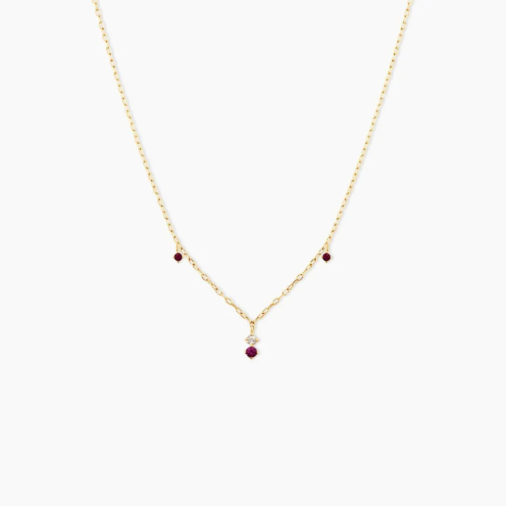 Marc Orian Colliers|Colliers Avec Pierres > Collier Valora Or Jaune Rhodolite Oxyde De Zirconium
