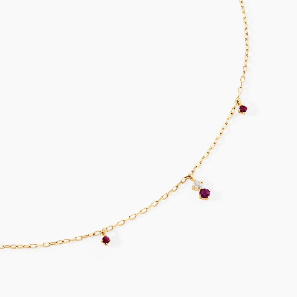Marc Orian Colliers|Colliers Avec Pierres > Collier Valora Or Jaune Rhodolite Oxyde De Zirconium