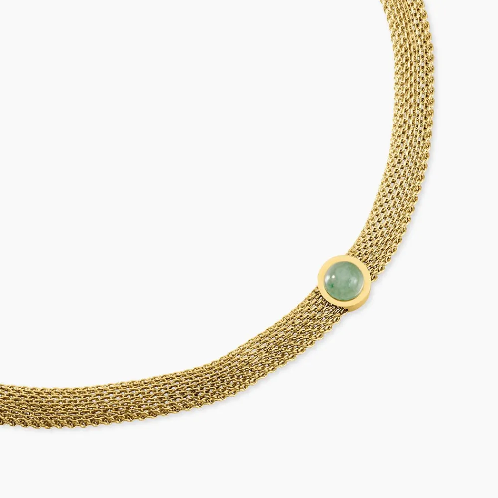 Marc Orian Colliers Fantaisie|Colliers > Collier Veria Acier Jaune Aventurine