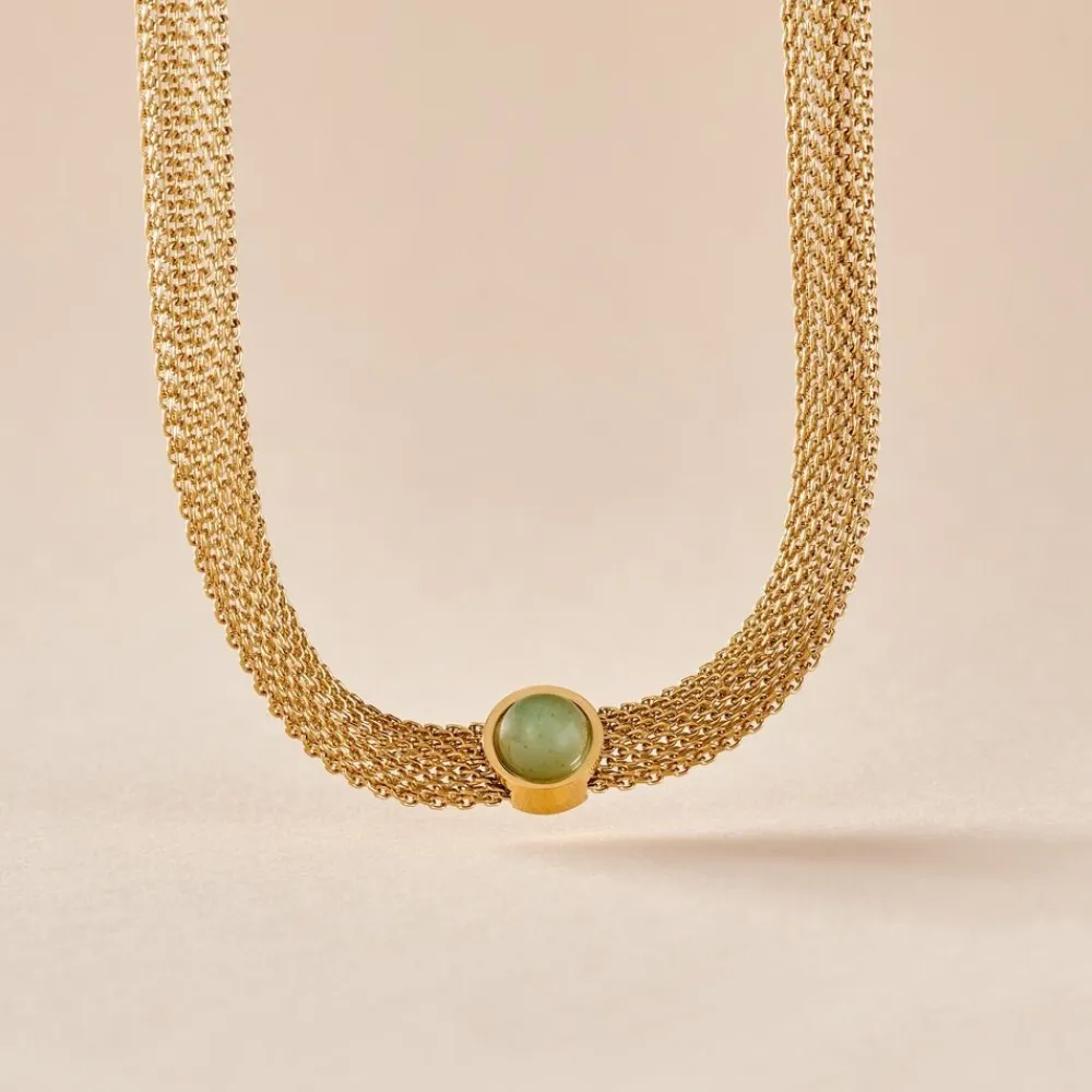 Marc Orian Colliers Fantaisie|Colliers > Collier Veria Acier Jaune Aventurine