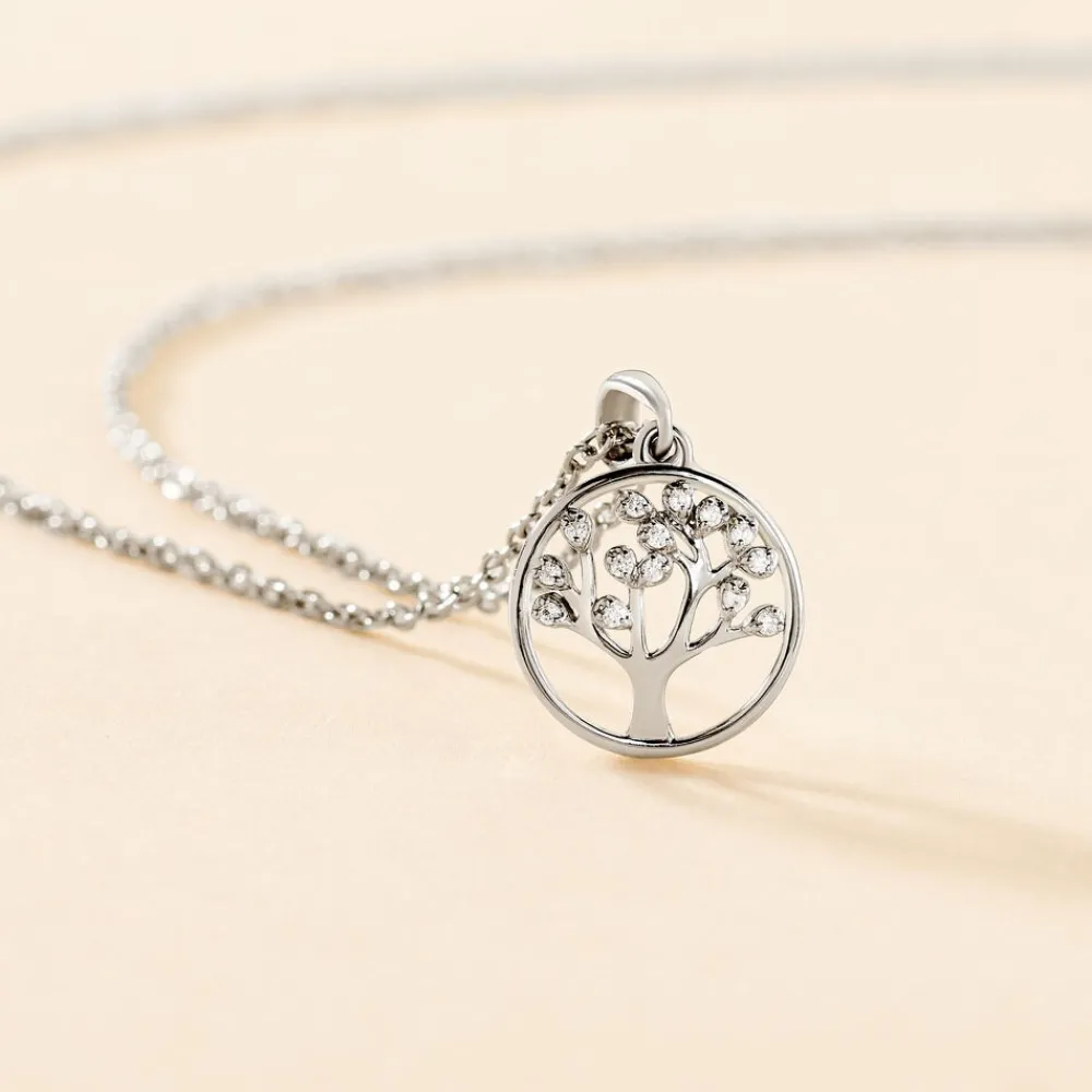 Marc Orian Colliers Fantaisie|Colliers Arbre De Vie > Collier Veva Argent Blanc Oxyde De Zirconium