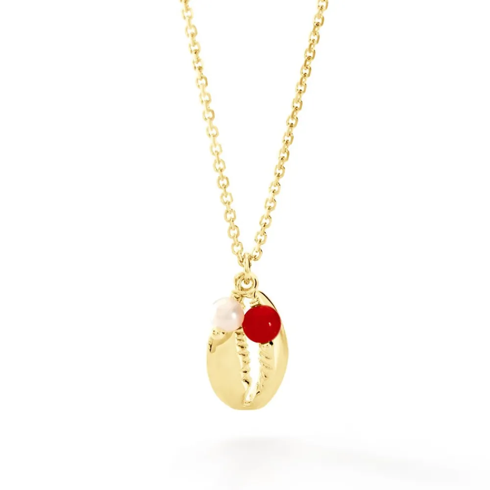 Marc Orian Colliers|Colliers Avec Pierres > Collier Vitamin Sea Or Jaune Perle De Culture Corail