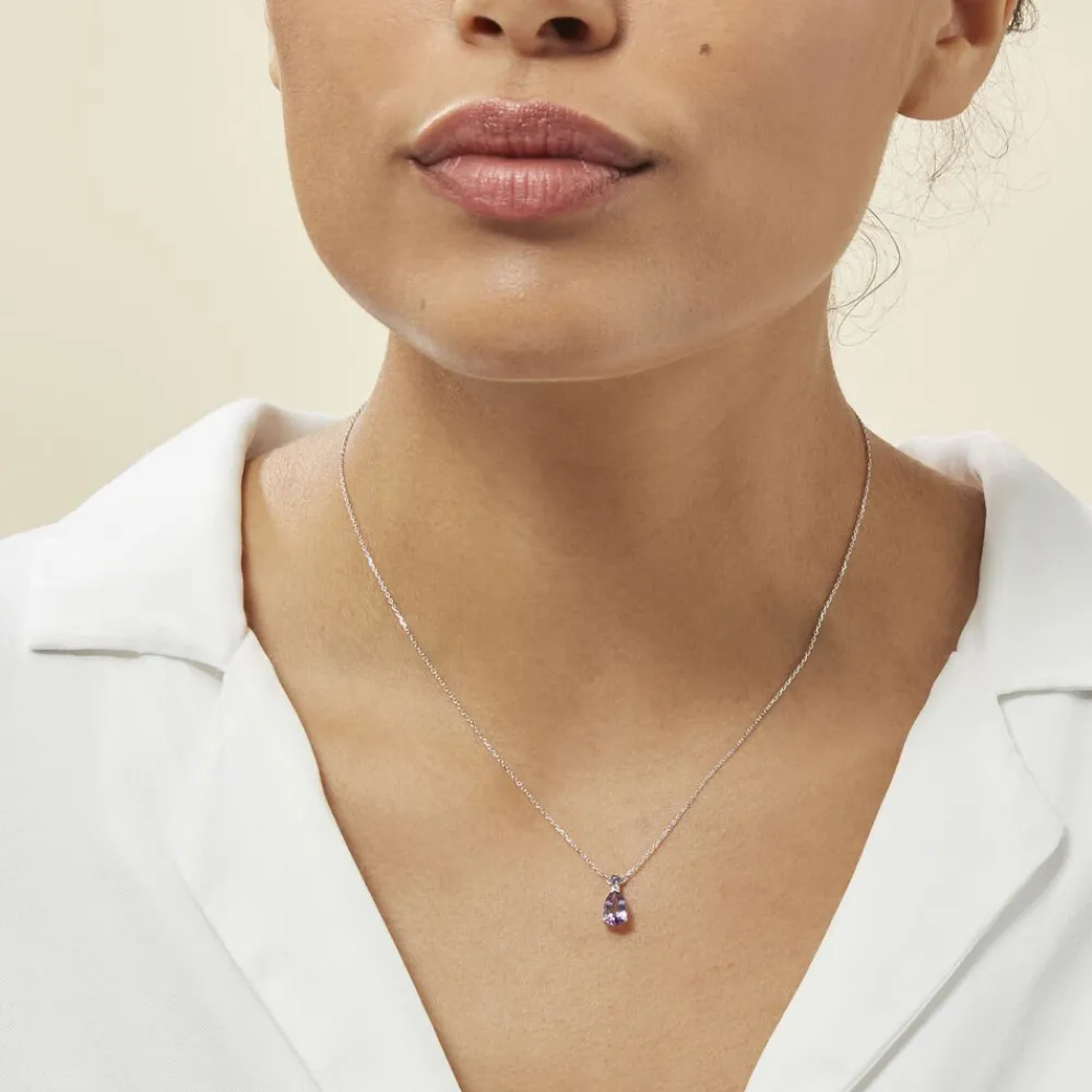 Marc Orian Colliers|Colliers Avec Pierres > Collier Yrene Or Blanc Amethyste or blanc amethyste violette