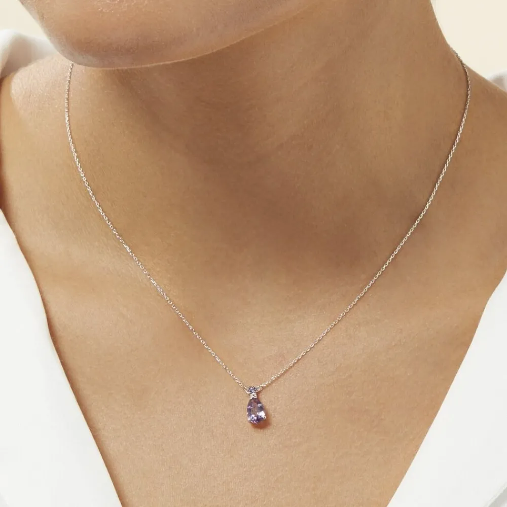 Marc Orian Colliers|Colliers Avec Pierres > Collier Yrene Or Blanc Amethyste or blanc amethyste violette