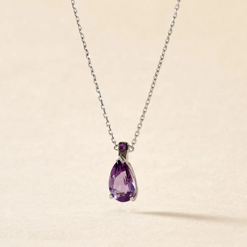 Marc Orian Colliers|Colliers Avec Pierres > Collier Yrene Or Blanc Amethyste or blanc amethyste violette