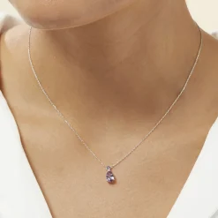 Marc Orian Colliers|Colliers Avec Pierres > Collier Yrene Or Blanc Amethyste or blanc amethyste violette