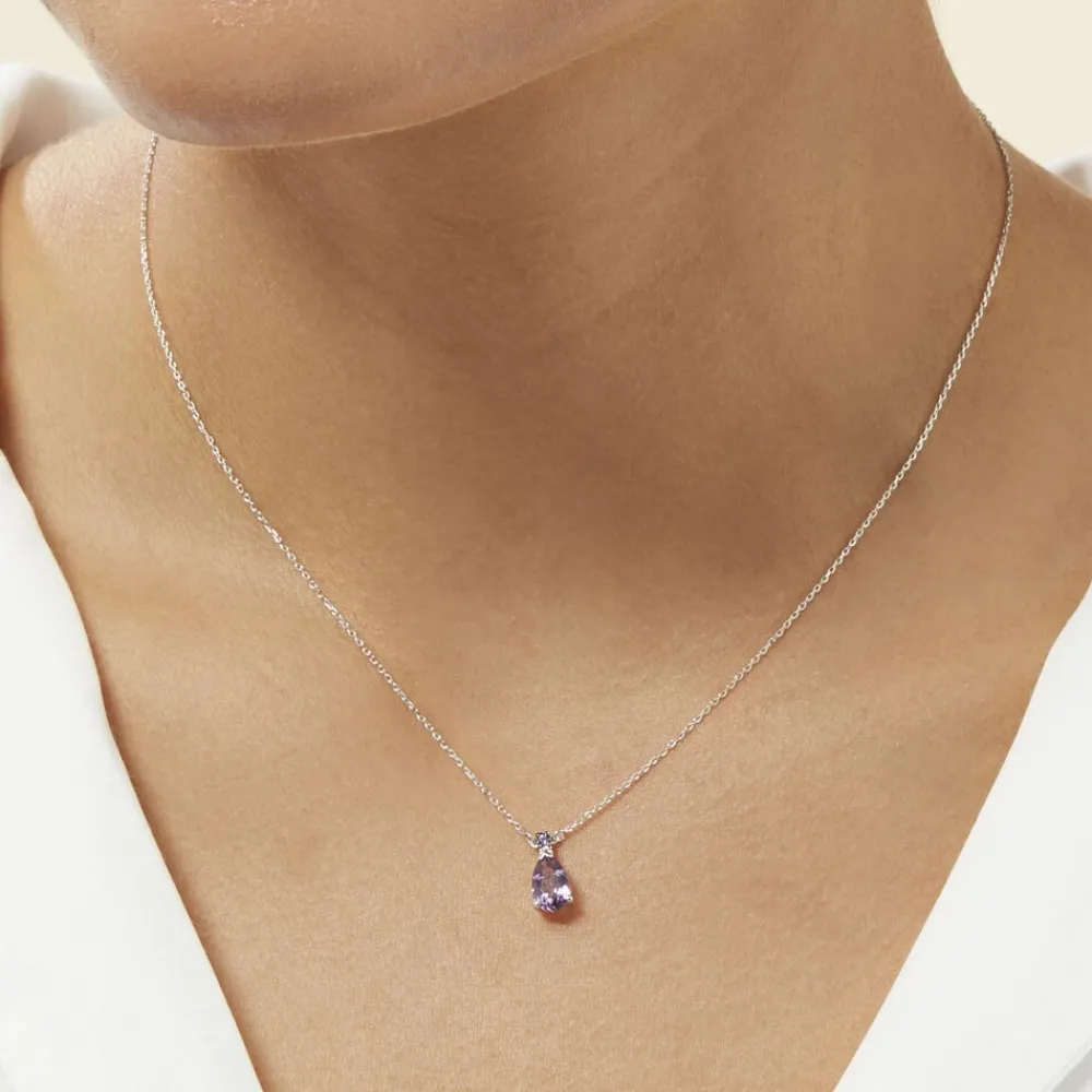 Marc Orian Colliers|Colliers Avec Pierres > Collier Yrene Or Blanc Amethyste or blanc amethyste violette