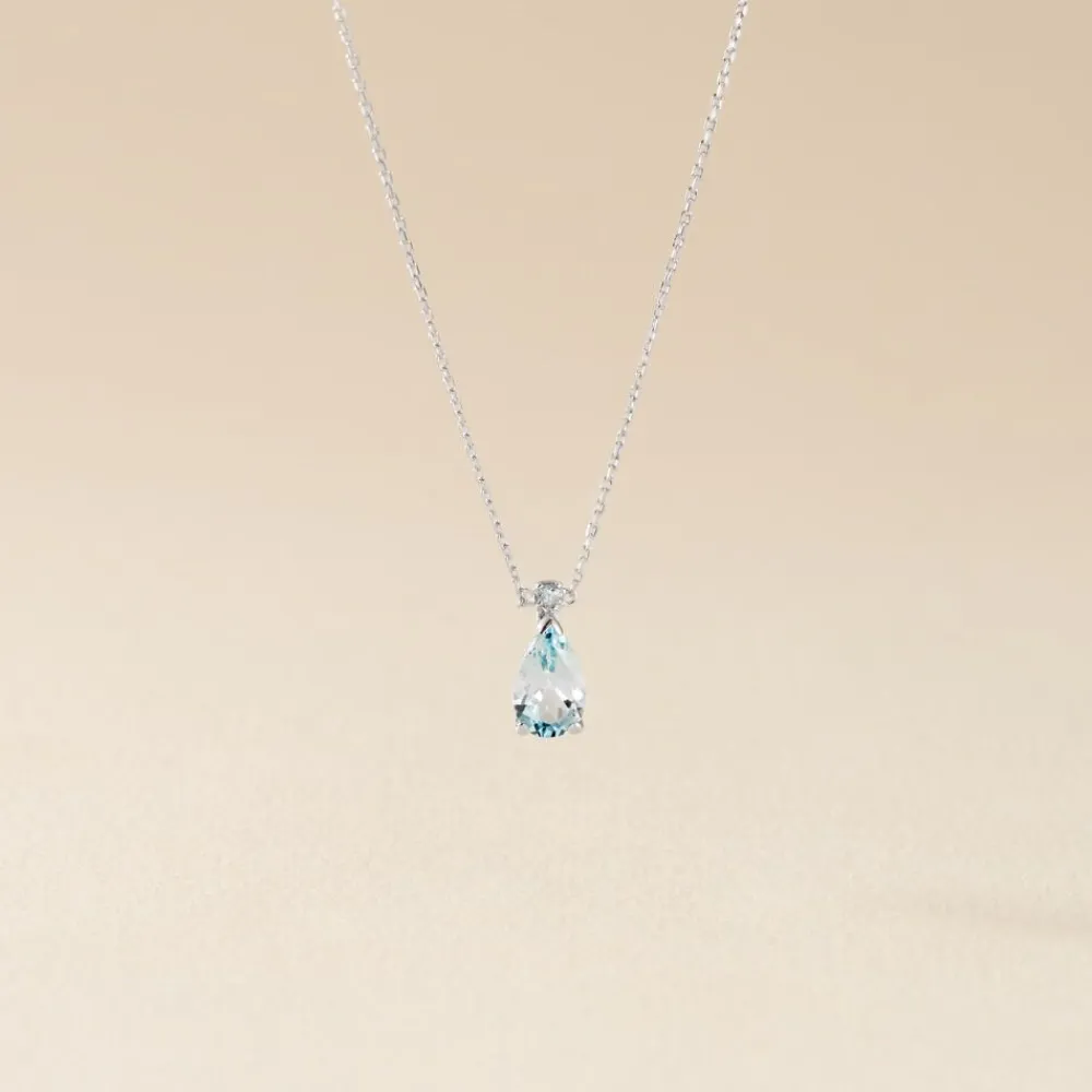 Marc Orian Colliers|Colliers Avec Pierres > Collier Yrene Or Blanc Topaze or blanc topaze bleu london