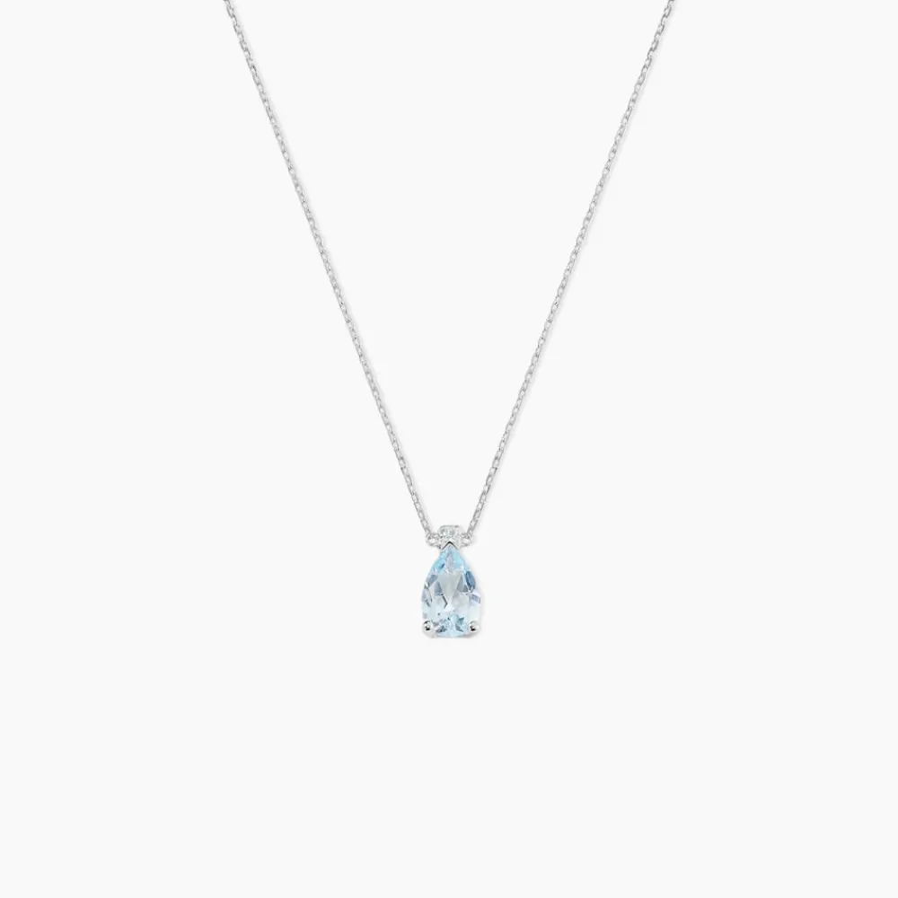 Marc Orian Colliers|Colliers Avec Pierres > Collier Yrene Or Blanc Topaze or blanc topaze bleu london