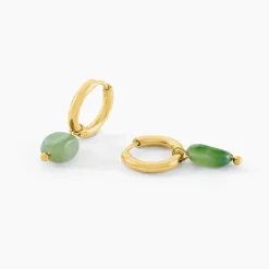 Marc Orian Créoles|Créoles Femme > Créoles Athena Acier Doré Malachite