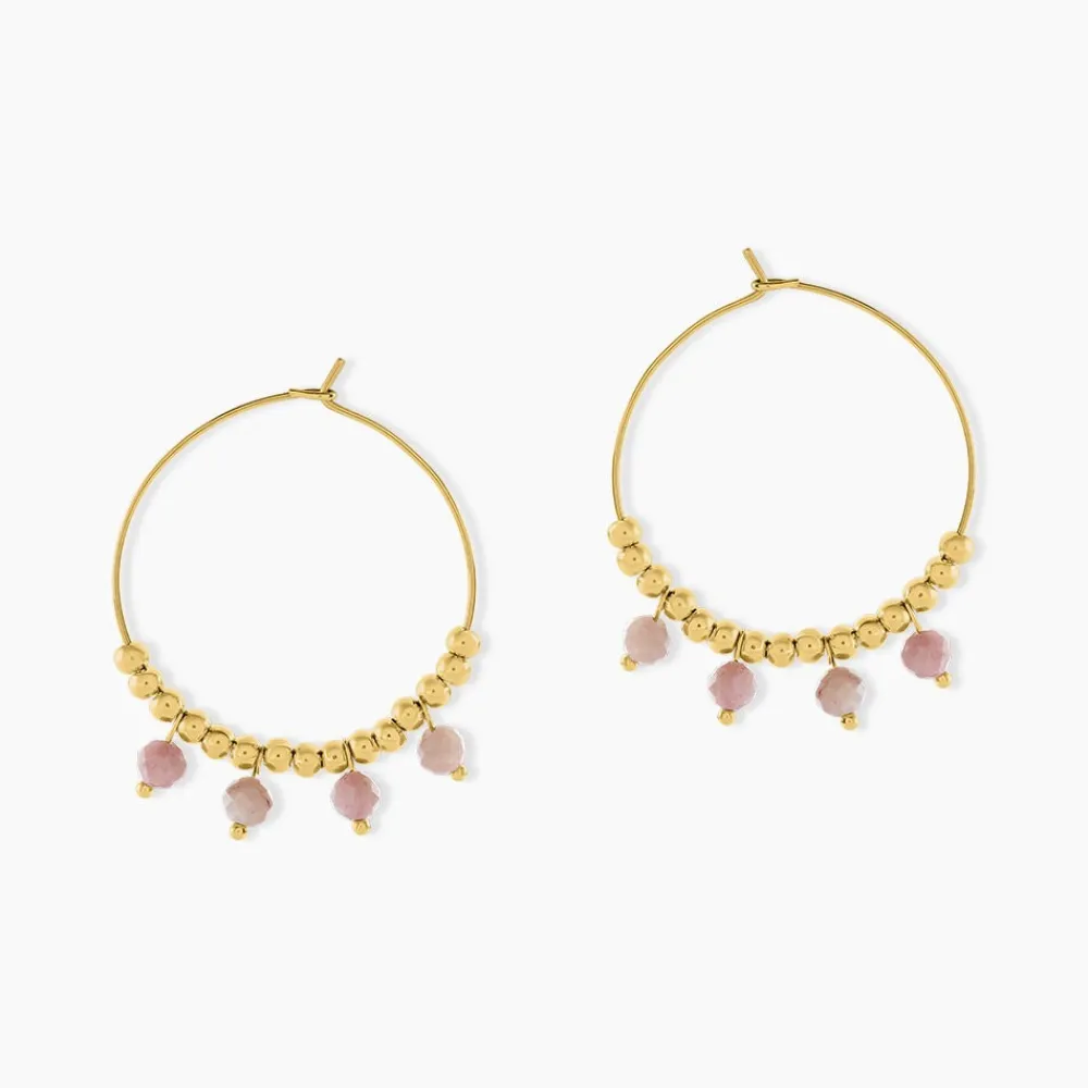 Marc Orian Créoles|Créoles Femme > Créoles Athena Acier Jaune Rhodochrosite