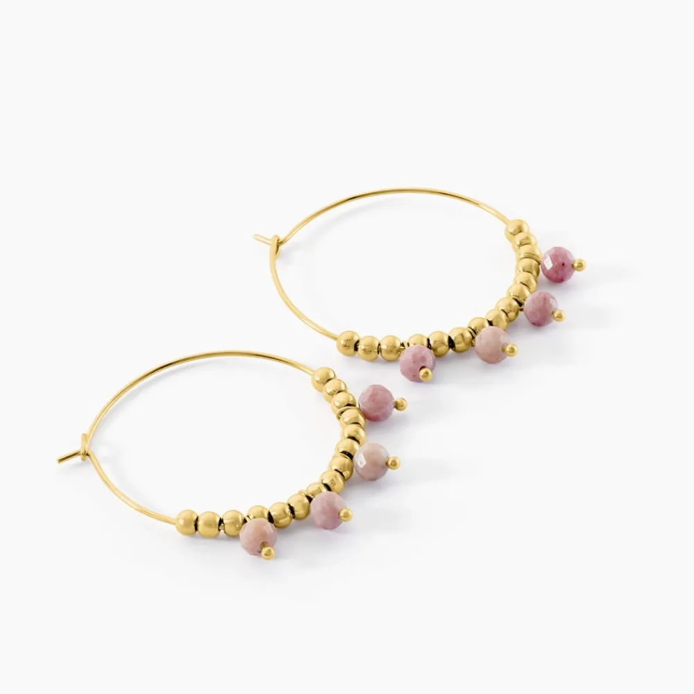 Marc Orian Créoles|Créoles Femme > Créoles Athena Acier Jaune Rhodochrosite