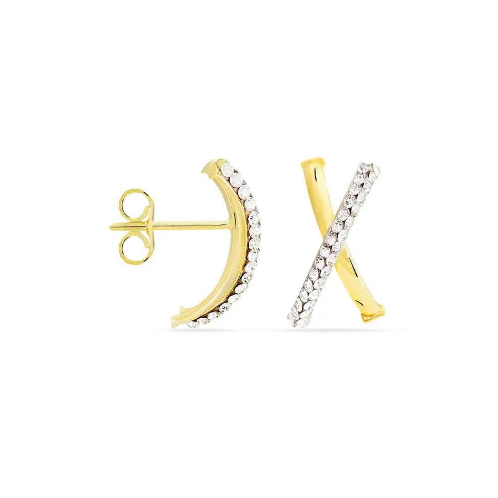 Marc Orian Boucles D'Oreilles Strass|Créoles > Créoles Bleona Croisees Or Jaune Strass