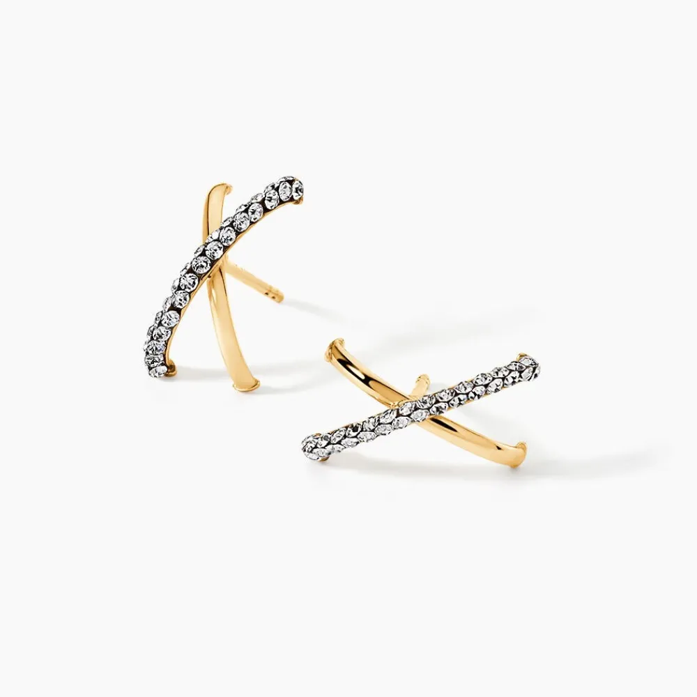 Marc Orian Boucles D'Oreilles Strass|Créoles > Créoles Bleona Croisees Or Jaune Strass