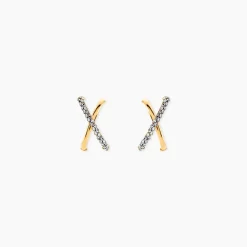 Marc Orian Boucles D'Oreilles Strass|Créoles > Créoles Bleona Croisees Or Jaune Strass