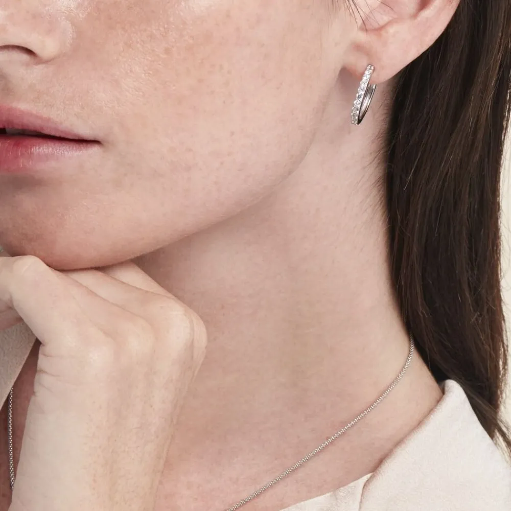 Marc Orian Créoles Argent|Créoles > Créoles Classique Argent Blanc Jussi Oxyde De Zirconium