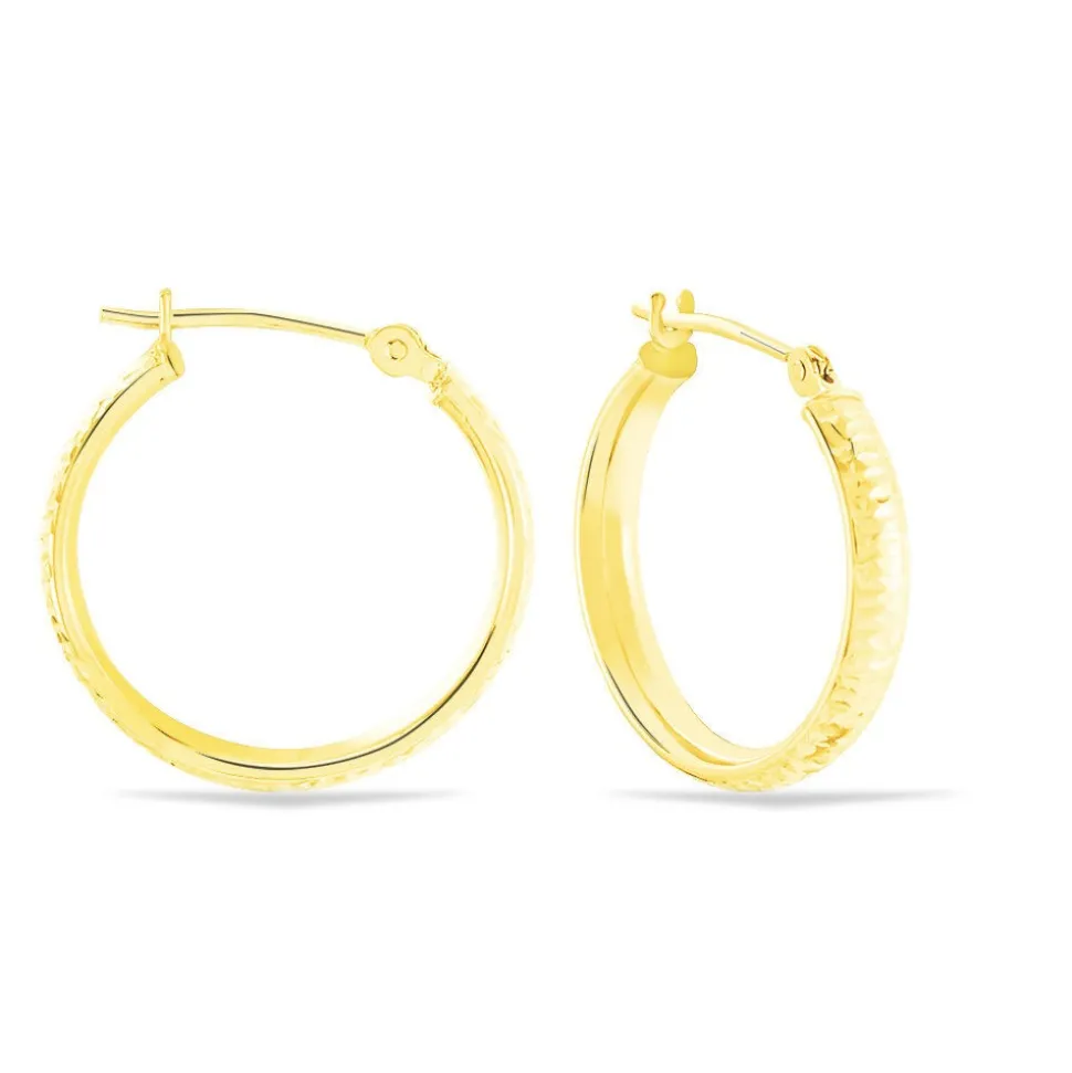 Créoles Dea Diamantees Fil Plat Or Jaune