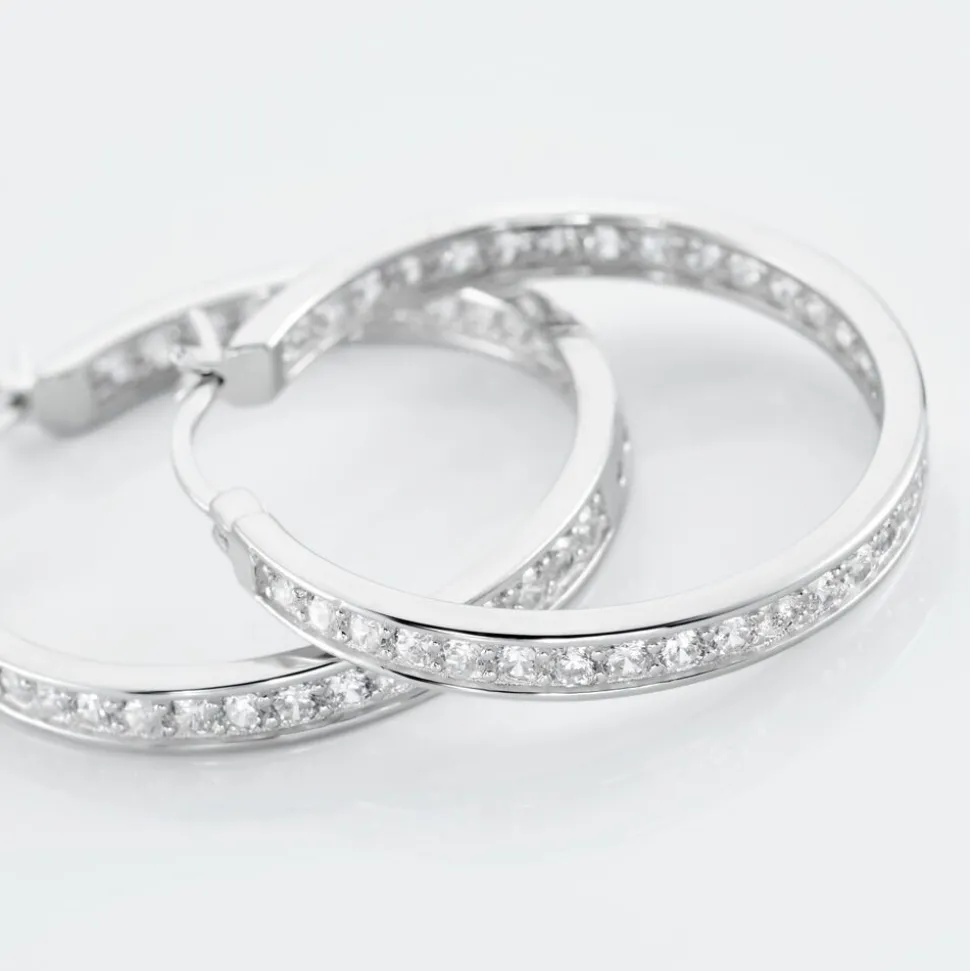 Créoles Django Argent Blanc Oxyde De Zirconium