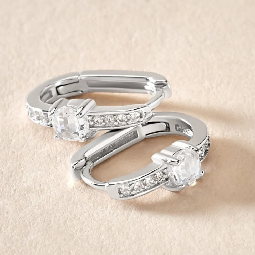 Créoles Francene Argent Blanc Oxyde De Zirconium