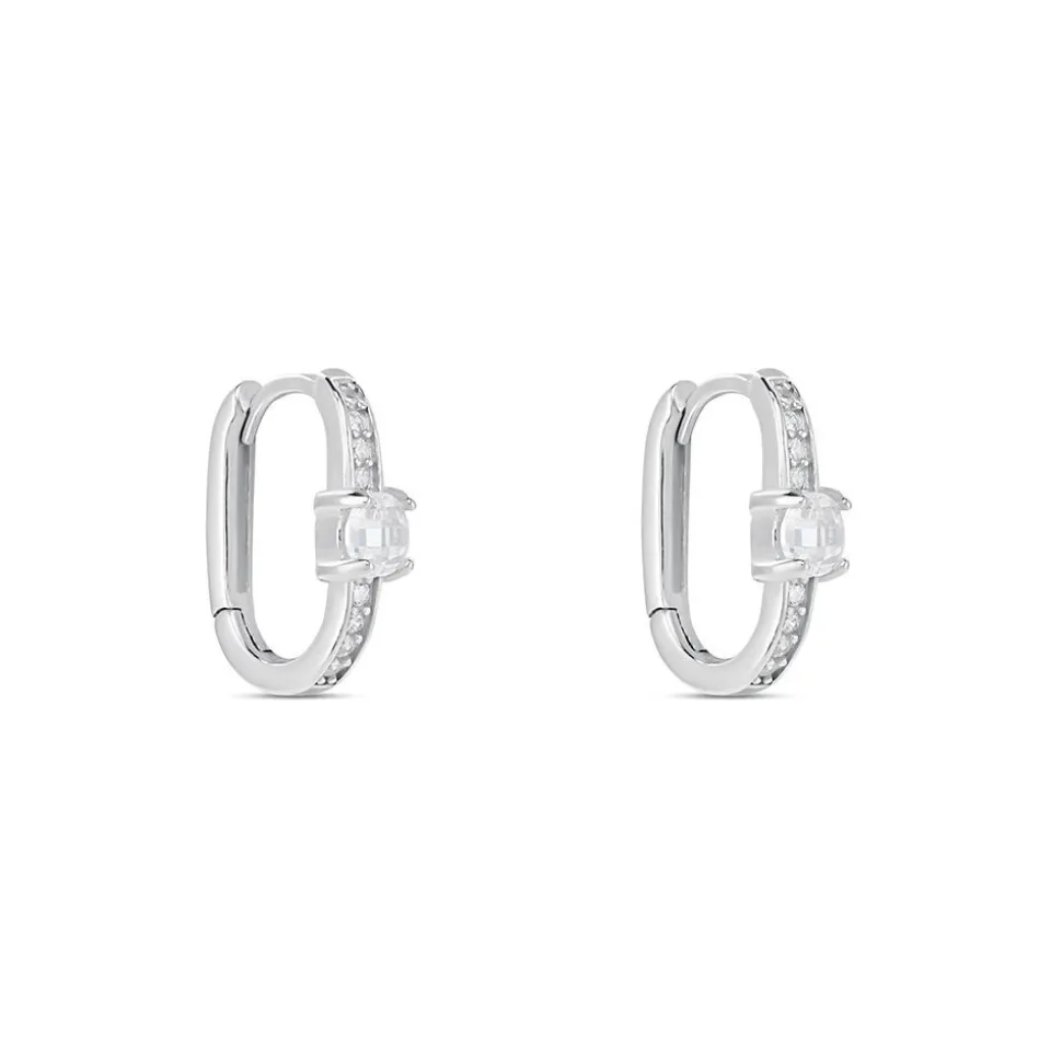 Créoles Francene Argent Blanc Oxyde De Zirconium