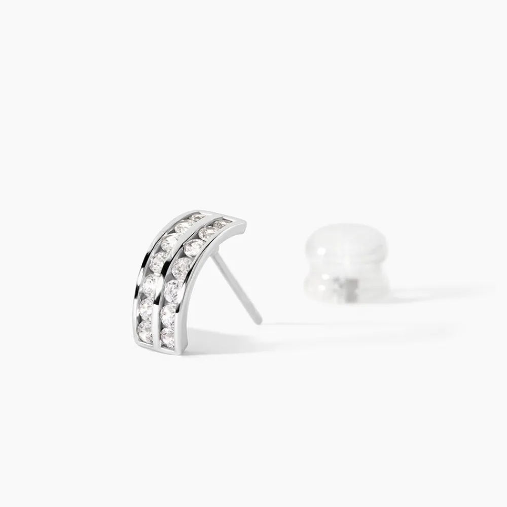 Marc Orian Bijoux Zirconium|Créoles > Créoles Jacobee Rondes Or Blanc Oxyde De Zirconium