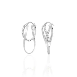 Marc Orian Boucles D'Oreilles Strass|Créoles > Créoles Luna Or Blanc Strass