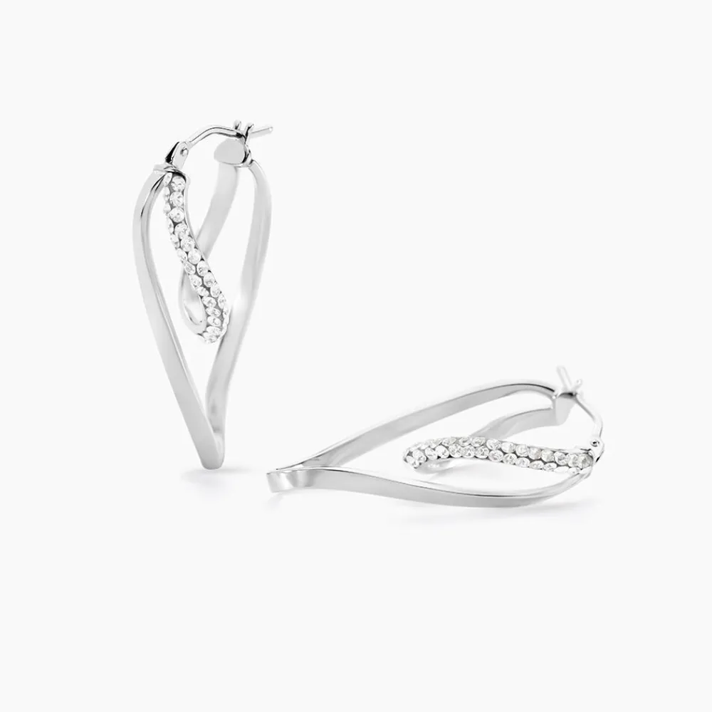 Marc Orian Boucles D'Oreilles Strass|Créoles > Créoles Luna Or Blanc Strass