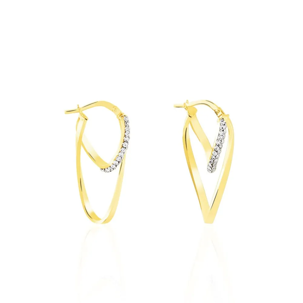 Marc Orian Boucles D'Oreilles Strass|Créoles > Créoles Luna Or Jaune Strass