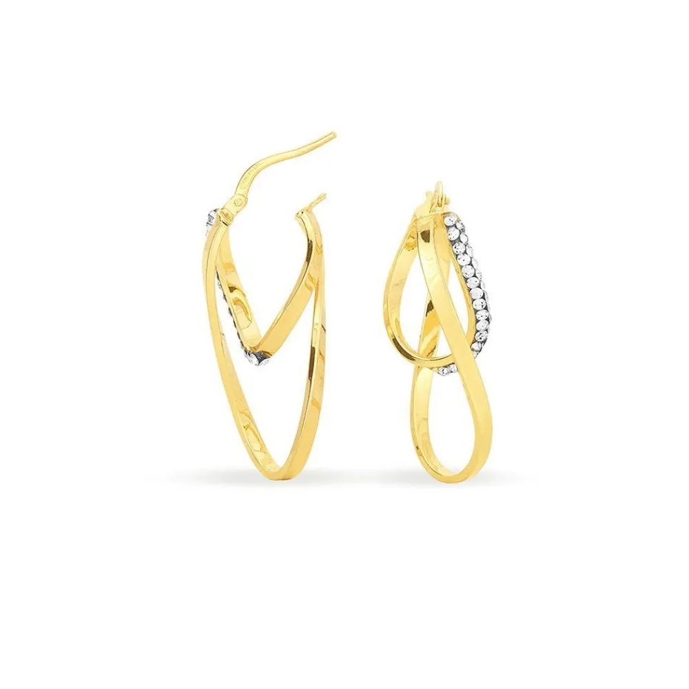 Marc Orian Boucles D'Oreilles Strass|Créoles > Créoles Luna Or Jaune Strass