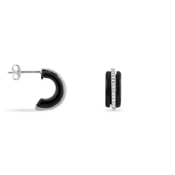Marc Orian Créoles Argent|Créoles > Créoles Noci Demi Cercle Argent Blanc Céramique Et Oxyde De Zirconium