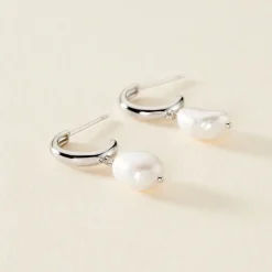 Créoles Petia Argent Blanc Perle De Culture