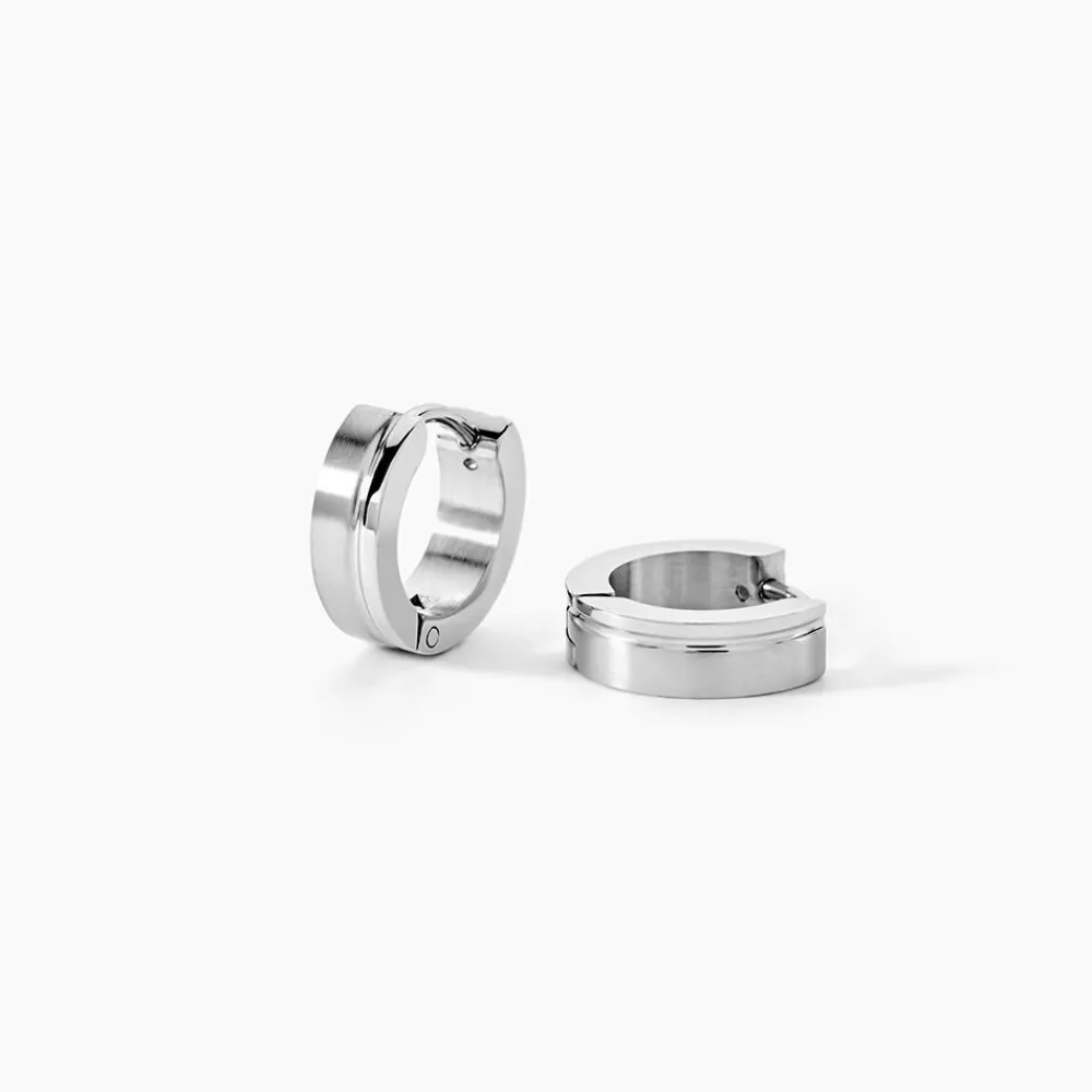 PHEBUS HIM Créoles|Bijoux Homme > Créoles Dave Acier Blanc