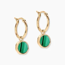 Créoles Plaqué Or Neassa Malachite