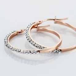 Marc Orian Boucles D'Oreilles Strass|Créoles > Créoles Sandrine Or Rose Strass