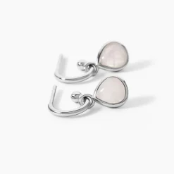 Marc Orian Créoles Argent|Créoles > Créoles Tao Argent Blanc Quartz