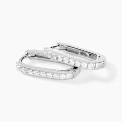 Marc Orian Créoles Argent|Bijoux Zirconium > Créoles Trait D'union Argent Rhodié Oxyde De Zirconium