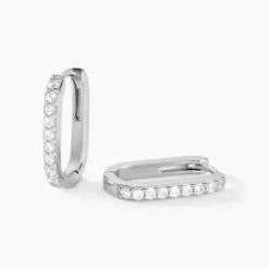 Marc Orian Créoles Argent|Bijoux Zirconium > Créoles Trait D'union Argent Rhodié Oxyde De Zirconium