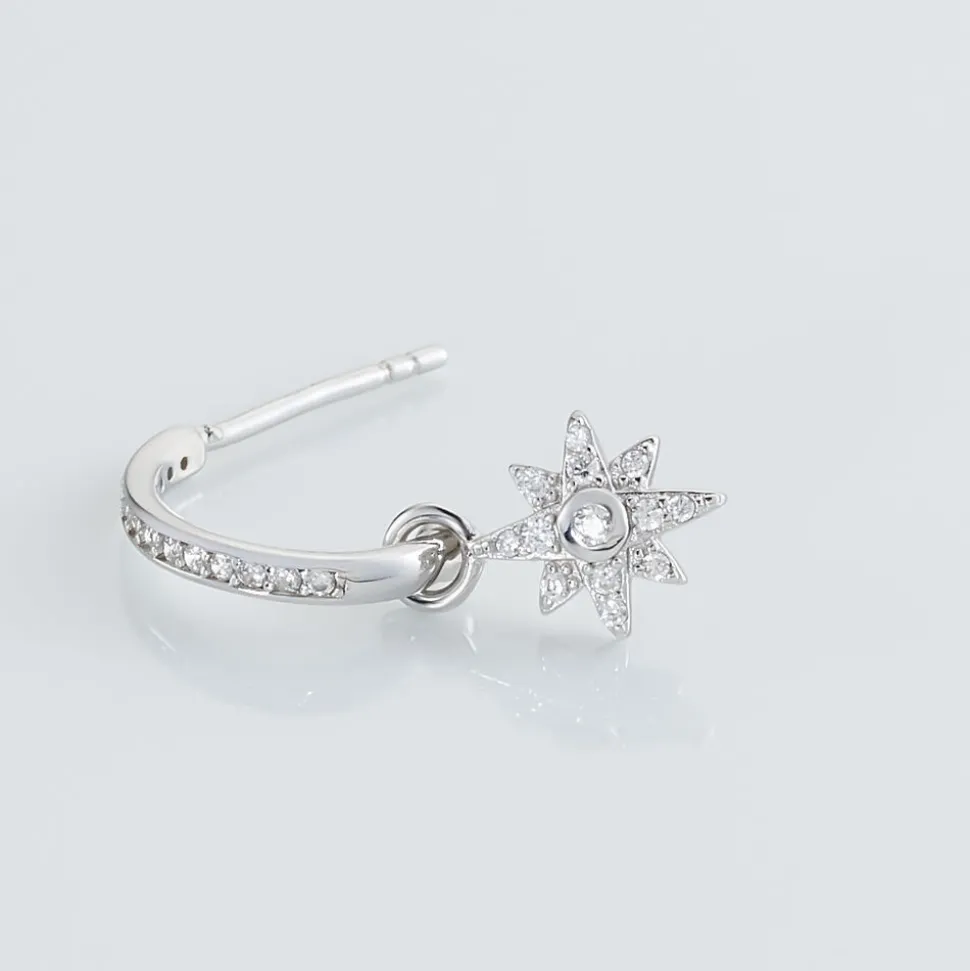 Créole Unitaire Ancelin Rondes Argent Blanc Oxyde De Zirconium