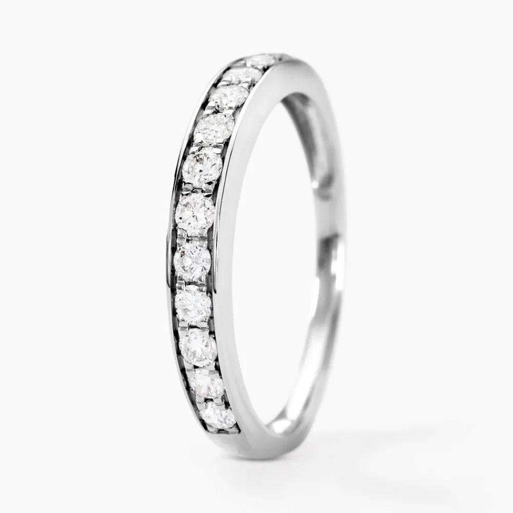 Marc Orian Bagues|Alliances > Demi-alliance Or Blanc Valentine Diamant Synthetique