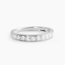 Demi-alliance Or Blanc Valentine Diamants Synthetique