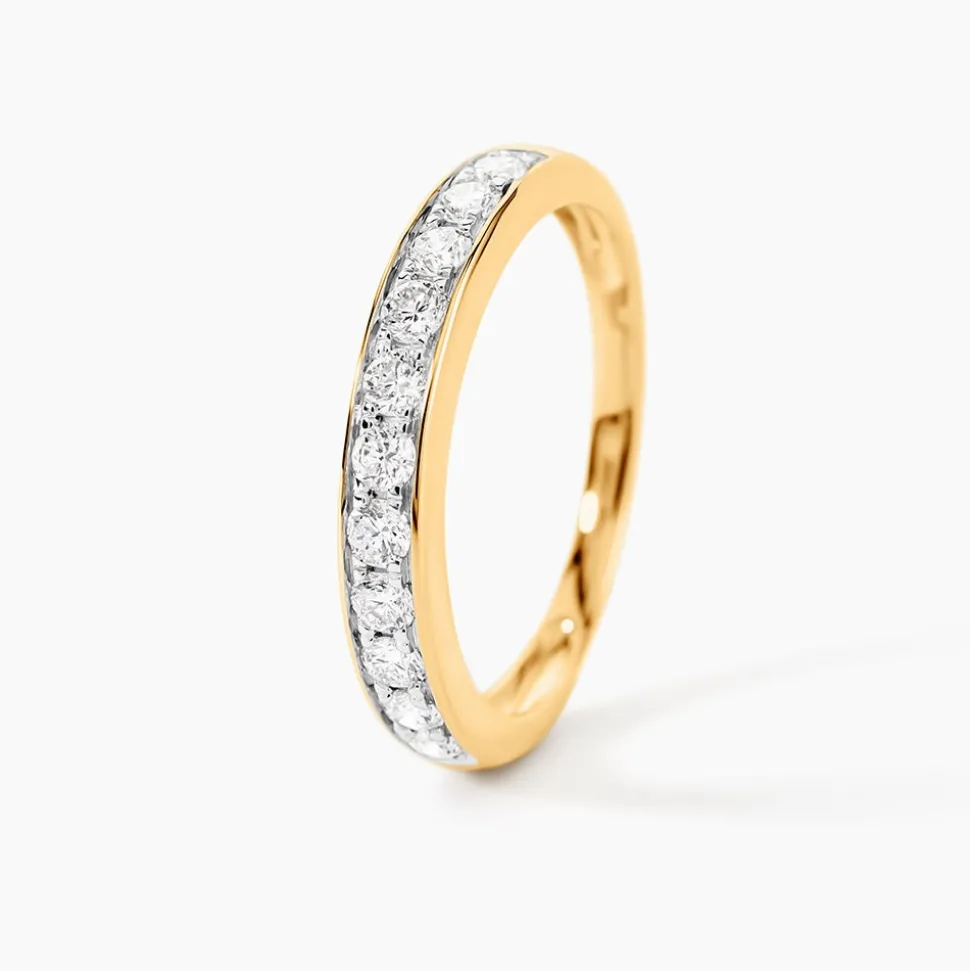 Demi-alliance Or Jaune Valentine Diamants Synthetique