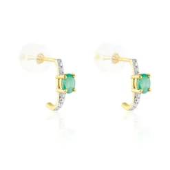 Demi Créoles Barrett Or Jaune Emeraude Diamant