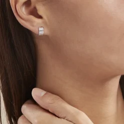 Demi Créoles Or Blanc Jacobea Oxyde De Zirconium