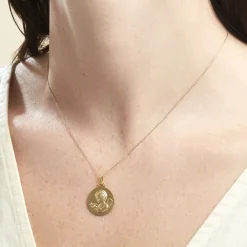 Marc Orian Pendentifs|Pendentifs Personnalisés > Medaille Or Jaune Ange Et Oiseau
